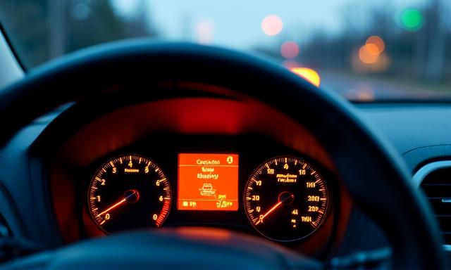 Tablero de coche con la luz de check engine encendida