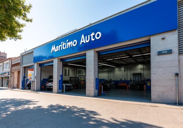 Fachada del taller Marítimo Auto en Madrid