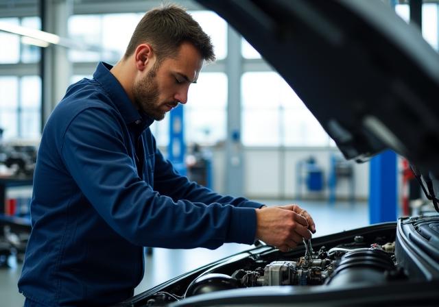 Mecánico experto trabajando en motor de alta gama